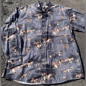 Bit & Bridle Shirt Mens Gray Ducks Hunting Outdoors‎ Country Relaxed Large